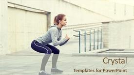  Presentation with healthy lifestyle - Presentation enhanced with lifestyle concept - woman doing squats background and a soft green colored foreground