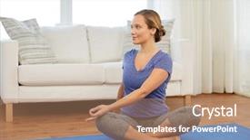  Presentation with healthy lifestyle - Colorful PPT theme enhanced with lifestyle concept - woman doing twist backdrop and a coral colored foreground