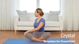  Presentation with spirituality - Cool new slide deck with lifestyle concept - woman doing twist backdrop and a coral colored foreground