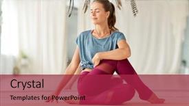  Presentation with sport and health - Colorful slide deck enhanced with lifestyle concept - woman doing yoga backdrop and a red colored foreground