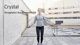  Presentation with woman sport - Slides having lifestyle concept - woman skipping background and a white colored foreground