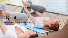  Presentation with women making - Audience pleasing slide set consisting of lifestyle concept - women making supine backdrop and a coral colored foreground