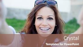  Presentation with lifestyle - Colorful PPT layouts enhanced with bracket - lifestyle concept beautiful woman photographed backdrop and a coral colored foreground