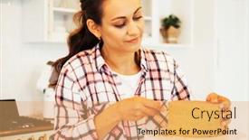  Presentation with new home - PPT theme having lifestyle-cooking-and-freelance-concept background and a coral colored foreground