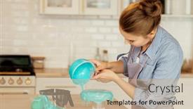  Presentation with confectionery - Audience pleasing presentation design consisting of lifestyle-cooking-and-freelance-concept backdrop and a coral colored foreground