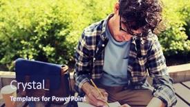  Presentation with creative writing - Presentation theme enhanced with lifestyle-creativity-freelance-inspiration background and a navy blue colored foreground