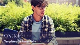  Presentation with man sitting bench - Theme consisting of lifestyle-creativity-freelance-inspiration background and a navy blue colored foreground