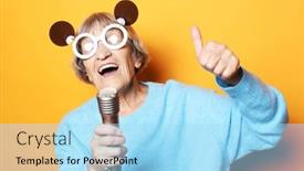  Presentation with elderly people singing - Colorful presentation theme enhanced with lifestyle-emotion-and-old-people backdrop and a arctic colored foreground
