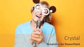  Presentation with elderly people singing - Presentation theme having lifestyle-emotion-and-old-people background and a gold colored foreground