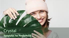  Presentation with flower woman - PPT theme featuring lifestyle-emotion-and-people-concept background and a tawny brown colored foreground