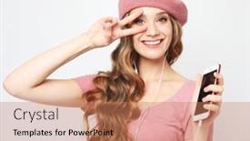  Presentation with music sign people - Presentation design enhanced with lifestyle-emotion-and-people-concept background and a coral colored foreground