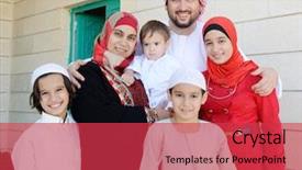  Presentation with muslim family - Colorful PPT theme enhanced with lifestyle family people posing backdrop and a red colored foreground