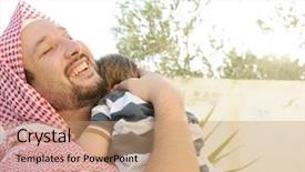  Presentation with parenting - Slides featuring lifestyle father parenting kids background and a coral colored foreground