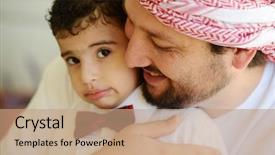  Presentation with parenting - Presentation design featuring lifestyle father parenting kids background and a coral colored foreground