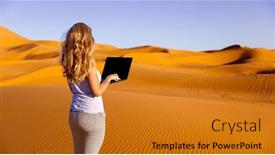  Presentation with lifestyle - PPT layouts with lifestyle-freelance-woman-using-laptop background and a gold colored foreground