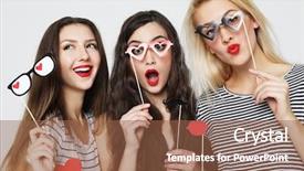  Presentation with friendship - Amazing PPT theme having lifestyle friendship and people concept backdrop and a tawny brown colored foreground