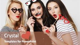  Presentation with friendship - Slides featuring lifestyle friendship and people concept background and a red colored foreground