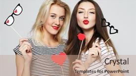  Presentation with friendship - Beautiful PPT layouts featuring lifestyle friendship and people concept backdrop and a coral colored foreground