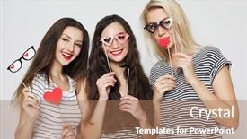  Presentation with friendship - Presentation theme consisting of lifestyle friendship and people concept background and a coral colored foreground