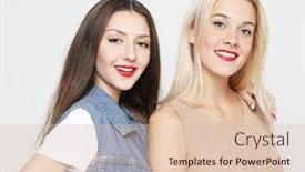  Presentation with casual young people - PPT theme featuring lifestyle-friendship-and-people-concept background and a lemonade colored foreground