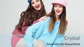  Presentation with casual young people - PPT theme enhanced with lifestyle-friendship-and-young-people background and a arctic colored foreground