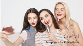  Presentation with happiness - PPT theme featuring lifestyle-happiness-emotional-and-people background and a  colored foreground