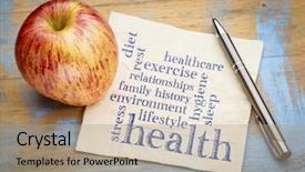  Presentation with healthcare history - PPT layouts with environment exercise stress relationships sleep background and a mint green colored foreground