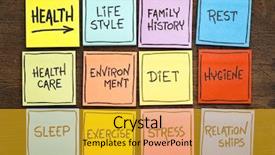  Presentation with healthcare history - PPT theme enhanced with environment exercise stress relationships sleep background and a yellow colored foreground