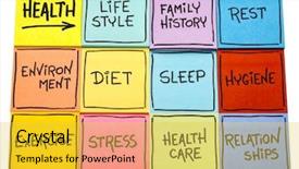  Presentation with healthcare history - Audience pleasing slides consisting of environment exercise stress relationships sleep backdrop and a yellow colored foreground