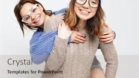  Presentation with friendship - Presentation design featuring lifestyle-people-and-friendship-concept background and a mint green colored foreground