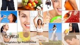 Presentation with health diet - Theme featuring lifestyle people diet healthy nutrition background and a coral colored foreground