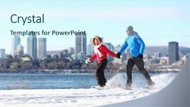  Presentation with black couple having fun - Slide set featuring lifestyle photo from montreal quebec background and a cool aqua colored foreground