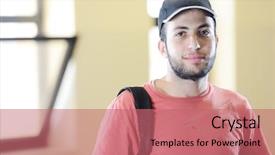  Presentation with university - Beautiful slide set featuring lifestyle posing students at university backdrop and a coral colored foreground