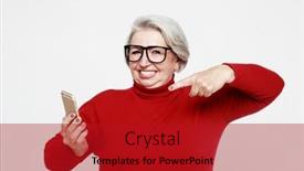  Presentation with old people - Slide set with lifestyle-technology-and-old-people background and a crimson colored foreground