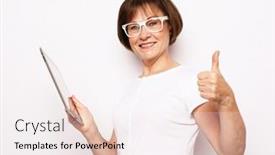  Presentation with tehnology - Presentation theme enhanced with lifestyle-tehnology-and-old-people background and a white colored foreground