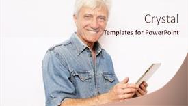  Presentation with tehnology - Slides featuring lifestyle-tehnology-and-old-people background and a sky blue colored foreground