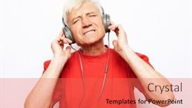  Presentation with old music - PPT theme enhanced with lifestyle-tehnology-and-old-people background and a coral colored foreground