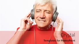  Presentation with old music - Beautiful PPT theme featuring lifestyle-tehnology-and-old-people backdrop and a red colored foreground
