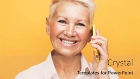  Presentation with tehnology - Presentation theme consisting of lifestyle-tehnology-and-old-people background and a coral colored foreground