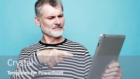  Presentation with tehnology - Presentation theme enhanced with lifestyle-tehnology-and-old-people background and a gray colored foreground