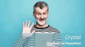  Presentation with tehnology - Presentation theme consisting of lifestyle-tehnology-and-old-people background and a light blue colored foreground