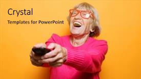  Presentation with tehnology - PPT layouts featuring lifestyle tehnology and people concept background and a yellow colored foreground