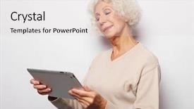  Presentation with tehnology - PPT theme enhanced with lifestyle tehnology and people concept background and a lemonade colored foreground