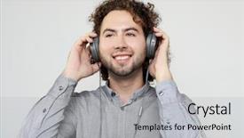  Presentation with people enjoying - Beautiful slide set featuring lifestyle tehnology and people concept backdrop and a light gray colored foreground