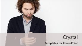  Presentation with young happy people smiling - Slide set consisting of lifestyle tehnology and people concept background and a light gray colored foreground