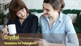  Presentation with tehnology - Colorful slide set enhanced with lifestyle tehnology and people concept backdrop and a tawny brown colored foreground