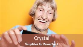  Presentation with tehnology - Presentation design featuring lifestyle-tehnology-and-people-concept background and a coral colored foreground