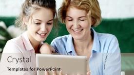  Presentation with tehnology - Colorful PPT layouts enhanced with lifestyle-tehnology-and-people-concept backdrop and a mint green colored foreground