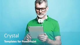  Presentation with tehnology - Presentation having lifestyle-tehnology-and-people-concept background and a teal colored foreground