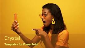  Presentation with tehnology - PPT theme enhanced with lifestyle-tehnology-and-people-concept background and a tawny brown colored foreground